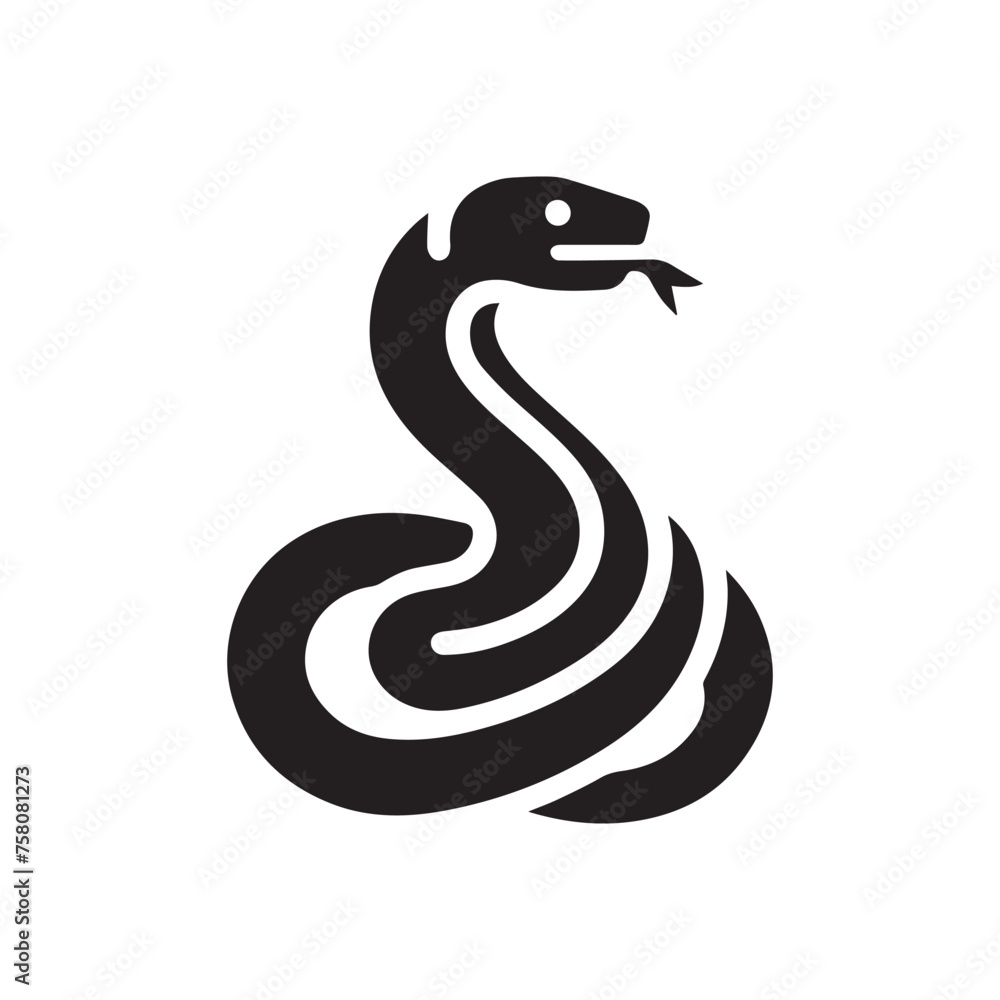 Naklejka premium Silhouette and icon of snake isolated on white background