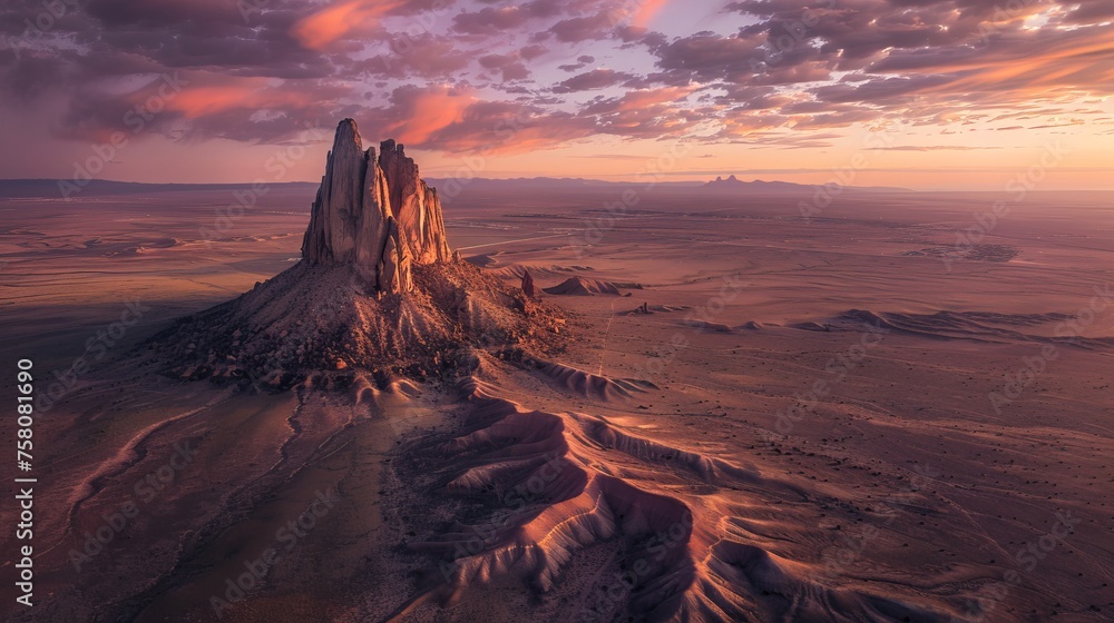 Naklejka premium Iconic shiprock: majestic landscape of new mexico's southwestern desert