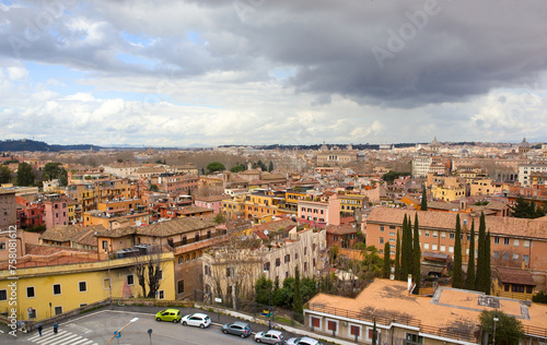 Rome panorama from fill of Trastevere district in Rome, Italy