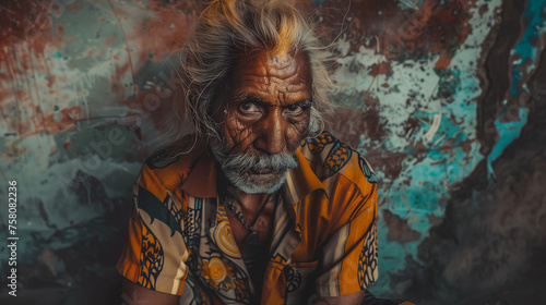 Elderly Man with Traditional Indian Markings