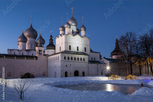 Rostov the Great, Kremlin on a winter night, Russia