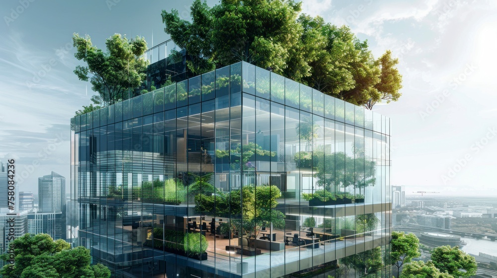 building with plants innovative ecological concept in a sunrise building with plants innovative ecological concept in a sunrise