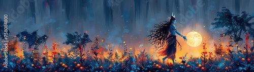 Cartoon Lord Shiva dances in joy under a moonlit sky