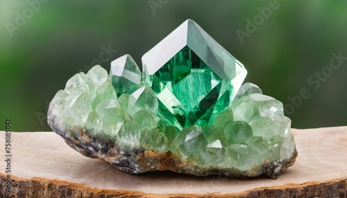 green amethyst crystal stone closeup photo