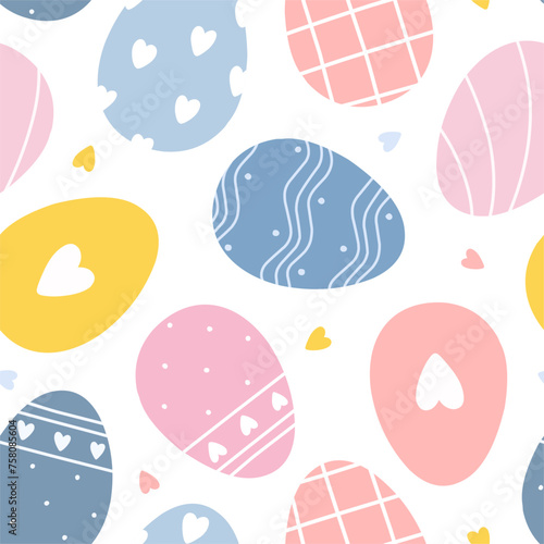 Seamless pattern with Easter eggs, Happy Easter. Vector pattern.