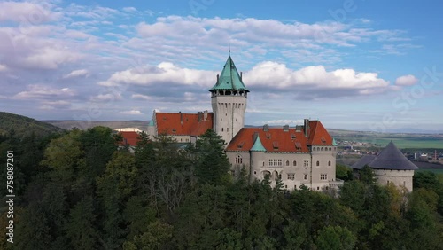 Aerial drone footage of Smolenicky Castle, Slovakia photo