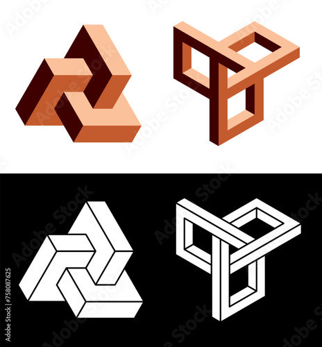 Abstract shape icon isolated on white and black background. Vector illustration.