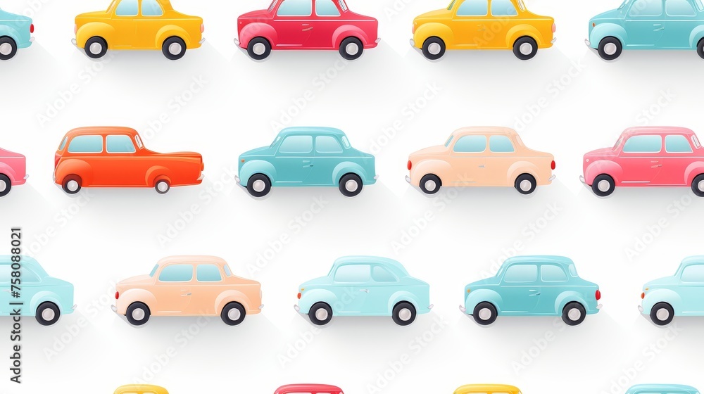  Pastel Car Pattern Seamless 