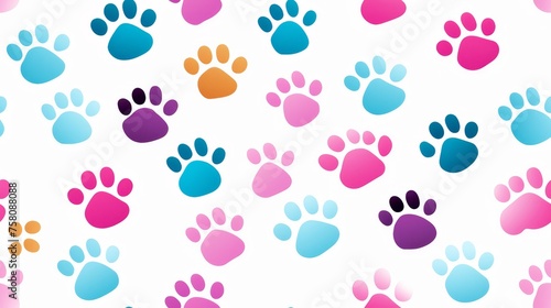  Pastel Cat Dog Paw Print Pattern