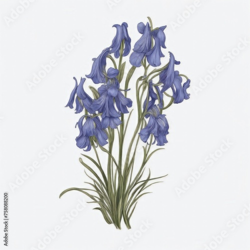 A Bluebell tattoo traditional old school bold line on white background