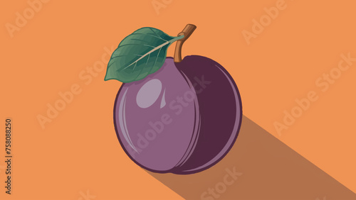 Minimalistic Vector Illustration: Plum in Flat Design Style photo