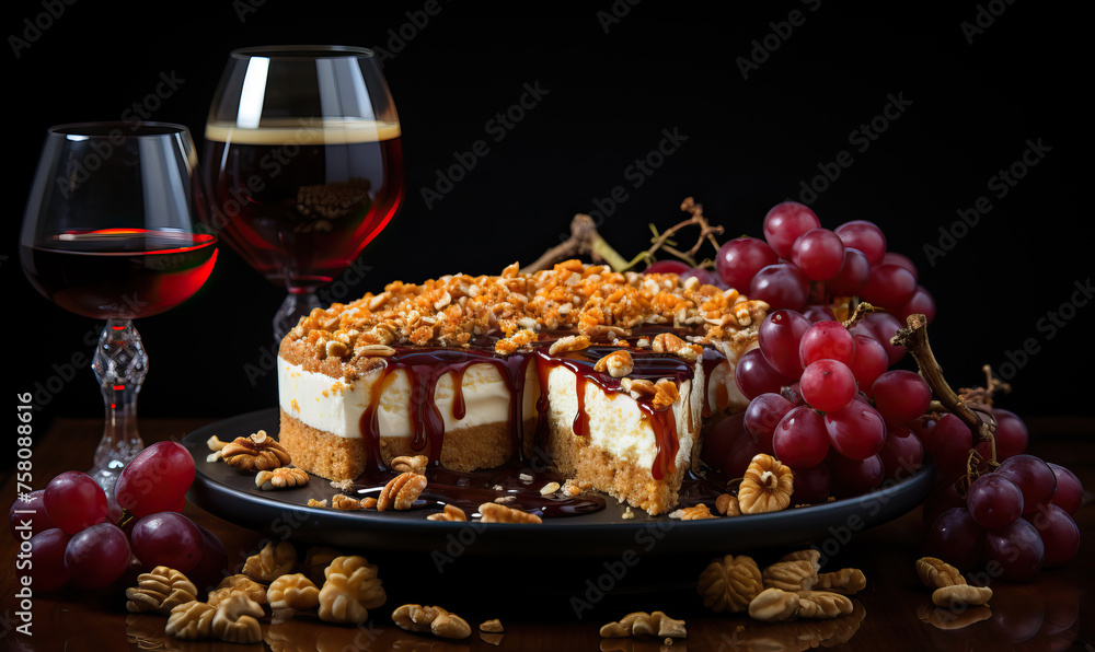 Traditional pumpkin cheesecake on a blurred background. Traditional pumpkin cheesecake on a blurred background.