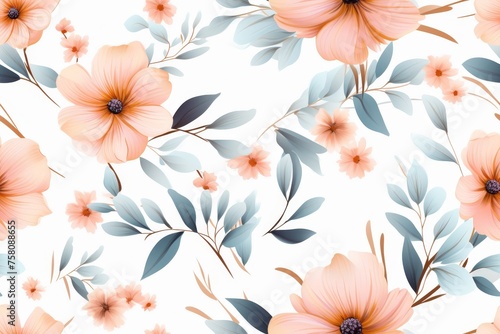 Wallpaper Mural Pastel Seamless Pattern Flower Torontodigital.ca