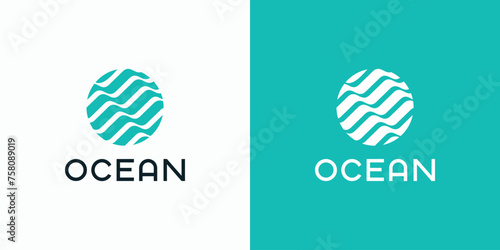 Wave line silhouette vector logo design with modern, simple, clean and abstract style.