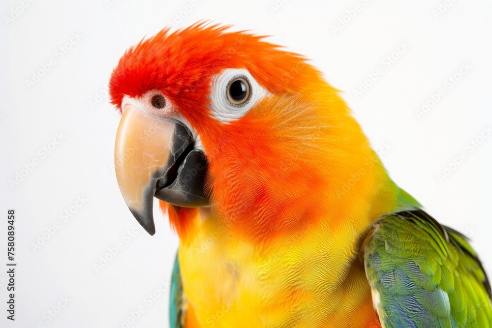 Obraz premium lovebird perched on a tree on white background