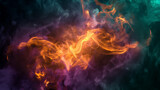 Orange turquoise Violet Mysterious Evil: Ignite Ashes Floating in Swirling Smoke
