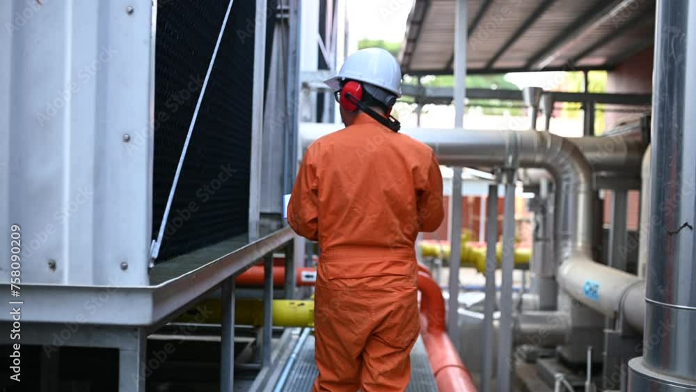 Maintenance technician at a heating plant,Petrochemical workers supervise the operation of gas and oil pipelines in the factory,Engineers put hearing protector At room with many pipes Maintenance technician at a heating plant,Petrochemical workers supervise the operation of gas and oil pipelines in the factory,Engineers put hearing protector At room with many pipes