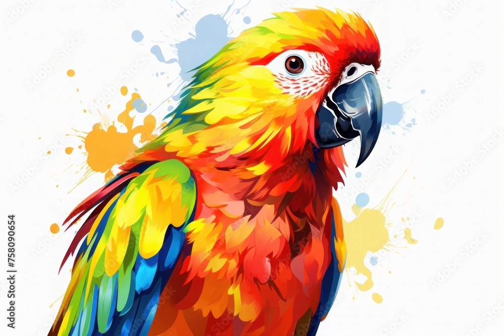 Obraz premium Colorful macaw parrot white background