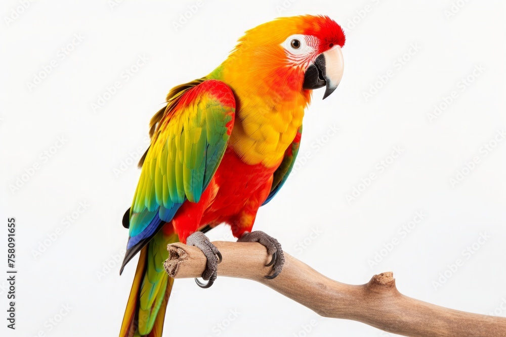 lovebird perched on a tree on white background lovebird perched on a tree on white background