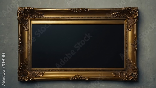 blank picture frame on white wall with copy space,