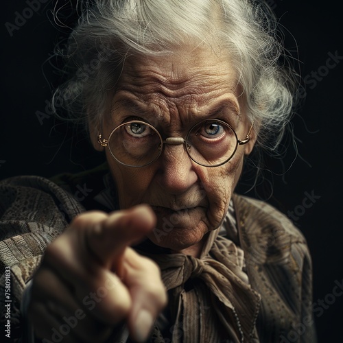 portrait of a authoritarian old woman photo
