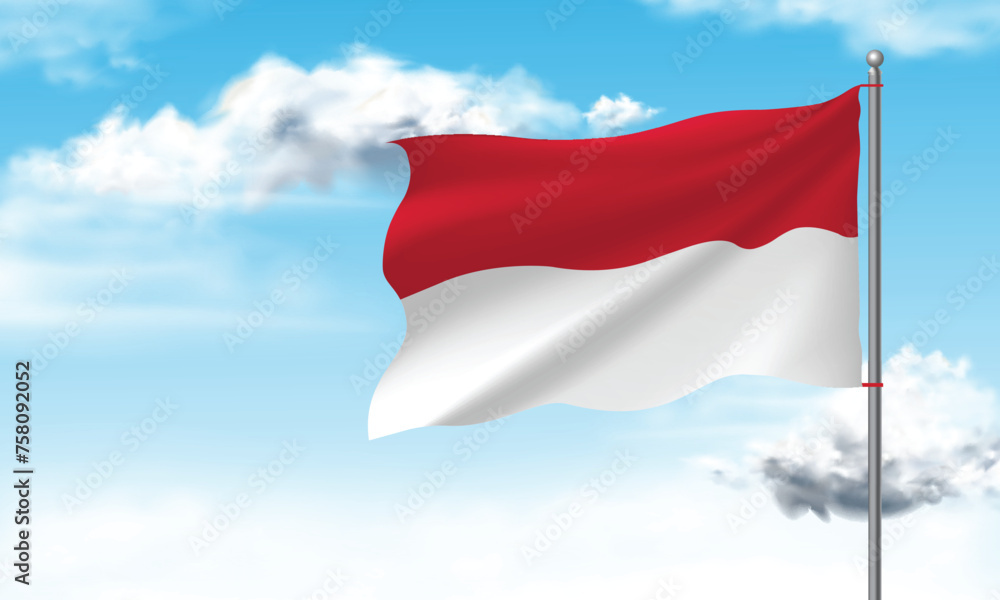 The vector of country flag flowing in the sky in Asia The vector of country flag flowing in the sky in Asia