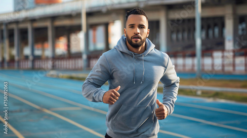 Athlete running on the stadium