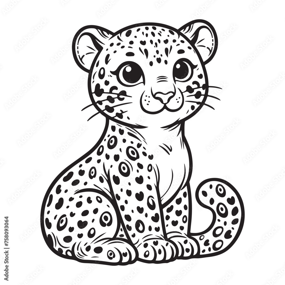 Line art of leopard cartoon vector Line art of leopard cartoon vector
