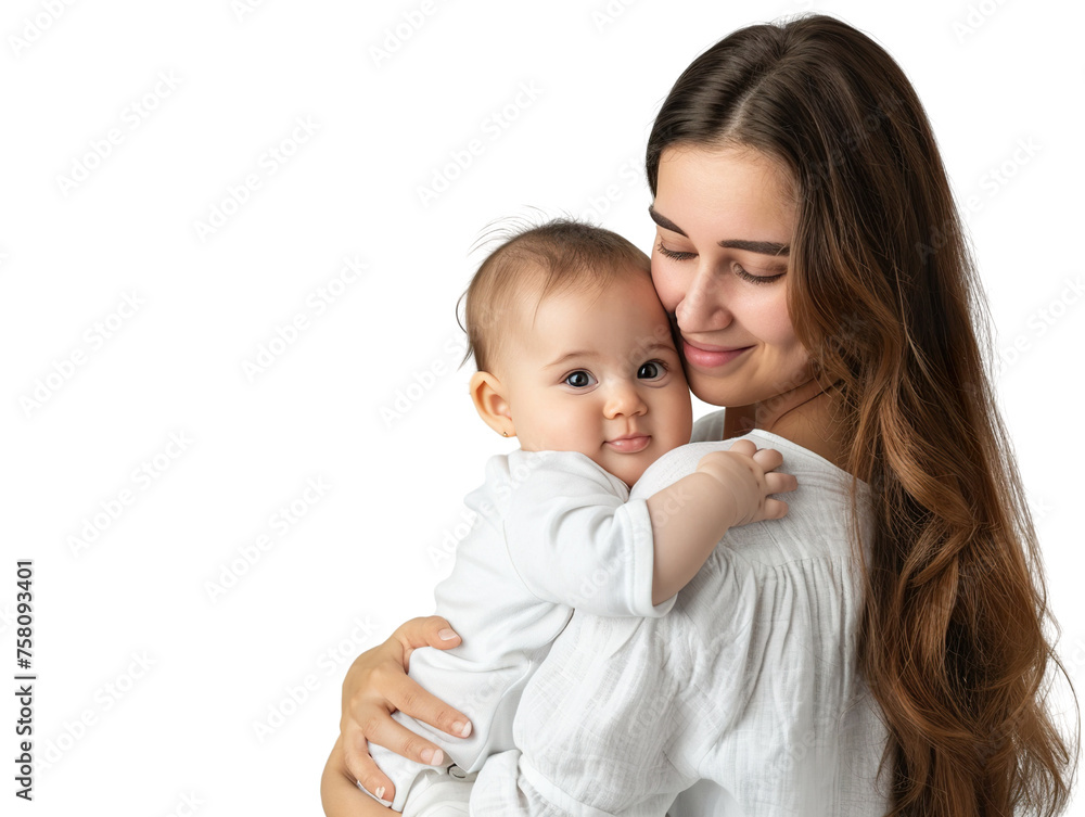 mother holding baby with love isolated on white background PNG mother holding baby with love isolated on white background PNG