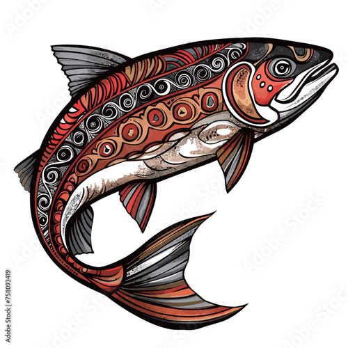 a drawing of a brown trout with brown spots on it