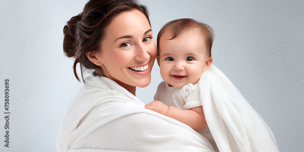 Portrait of a mother and her cute baby Portrait of a mother and her cute baby