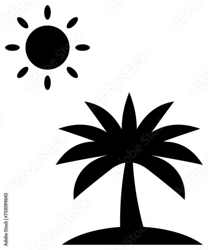 ヤシの木と太陽のアイコン