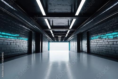 long exposure server room with a lot of server rack with empty background space