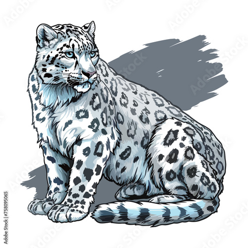 a drawing of a leopard that is black and white