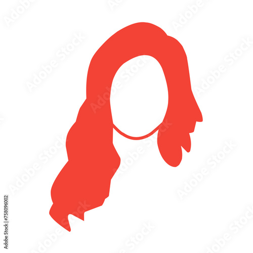 Beautiful wavy, red, blonde and pink hairstyles, vector illustration.