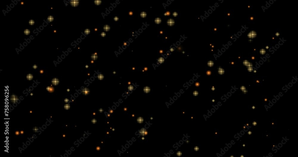 Animation of yellow light spots on black background Animation of yellow light spots on black background
