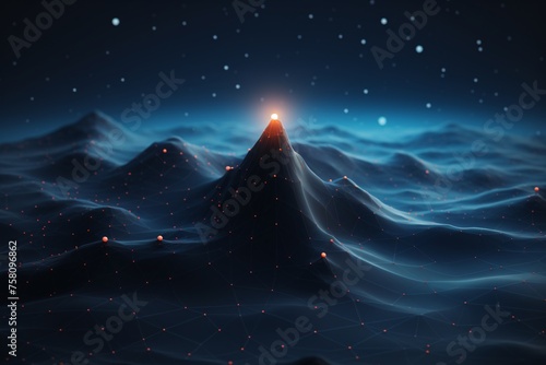 a mountain with a bright light