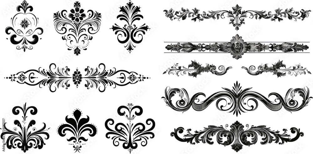 Decorative headers set isolated Decorative headers set isolated