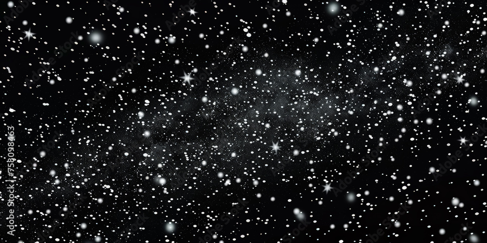 Starry sky, white stars on black background,space, snow falling on dark background Starry sky, white stars on black background,space, snow falling on dark background