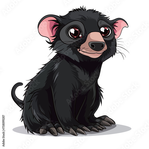 Tasmanian devil on white background. Vector cartoon illustration.