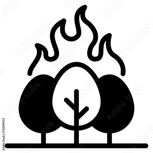 Wildfire disaster icon. forest tree bushfire vector symbol
