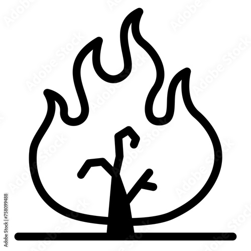 Wildfire disaster icon. forest tree bushfire vector symbol