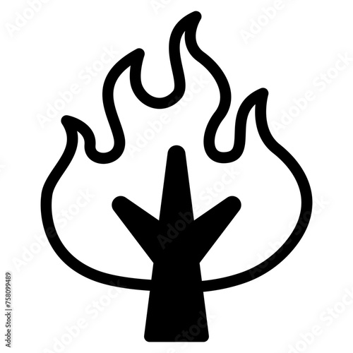 Wildfire disaster icon. forest tree bushfire vector symbol