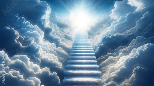 stairs in sky, stairway to heaven in glory, gates of Paradise, symbol of Christianity,  meeting God  photo