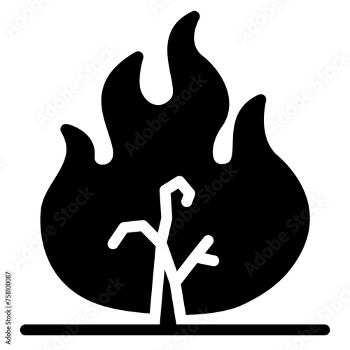 Wildfire disaster icon. forest tree bushfire vector symbol
