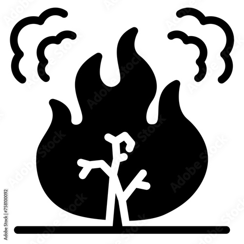 Wildfire disaster icon. forest tree bushfire vector symbol