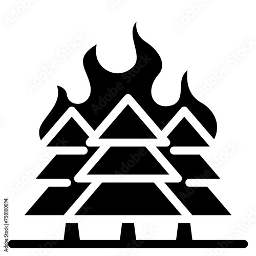 Wildfire disaster icon. forest tree bushfire vector symbol