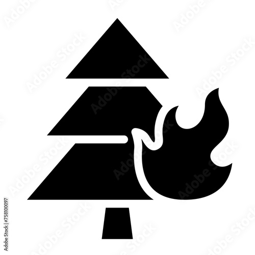 Wildfire disaster icon. forest tree bushfire vector symbol