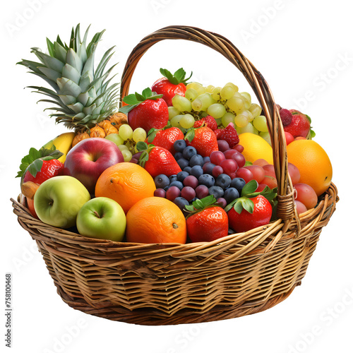 Illustration of basket of mixed fruits