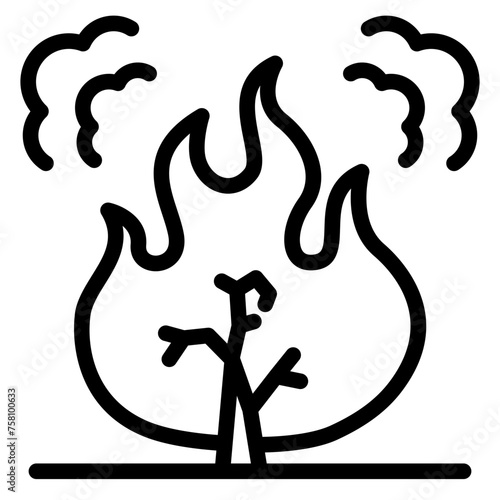 Wildfire disaster icon. forest tree bushfire vector symbol